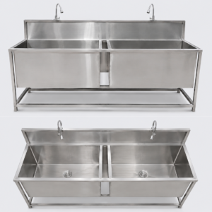 CSSD Washing Area Sink with Double Basin & Detachable Perforated Tray
